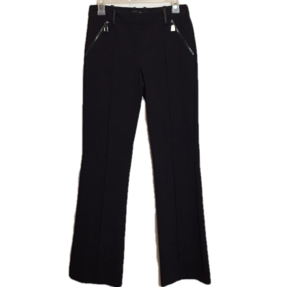 VERTIGO Trousers Black Twill Pants Zipper Pockets